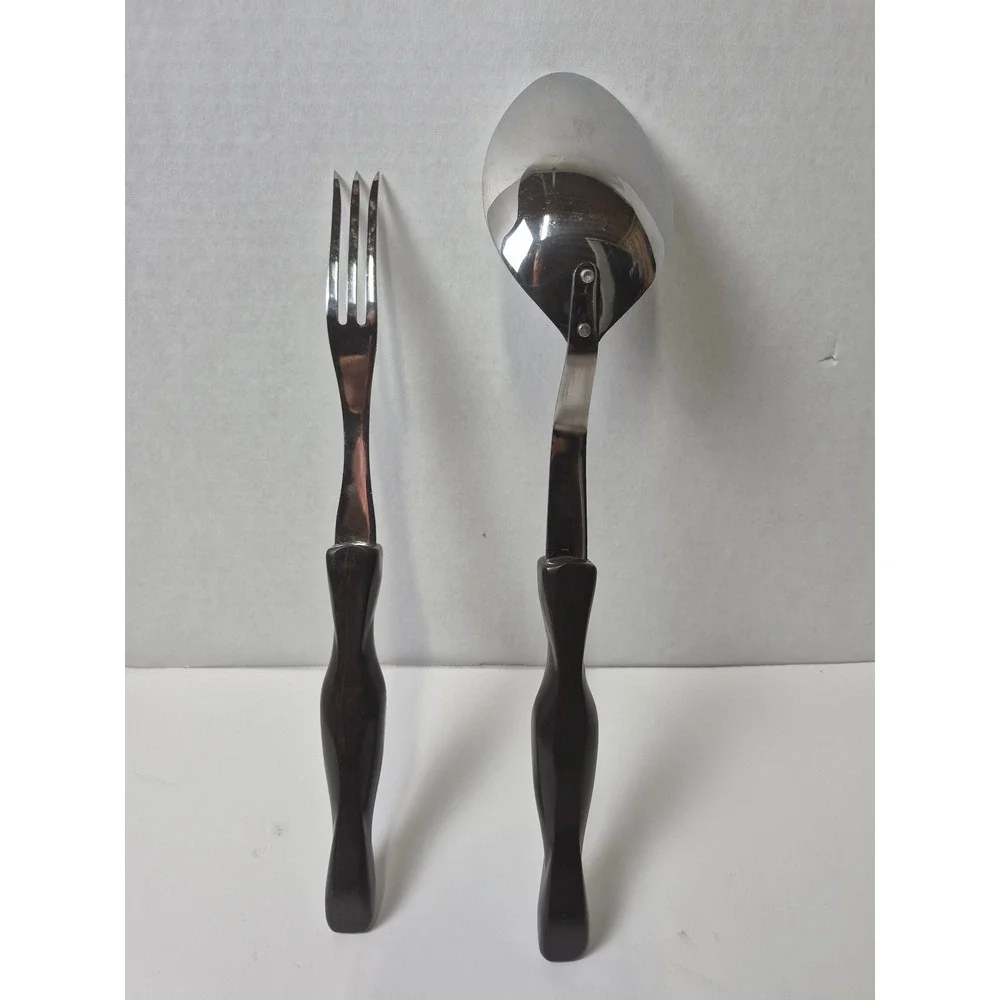 Cutco 1726 KD Serving Spoon and Fork Set Vintage Brown Classic Handle USA Made